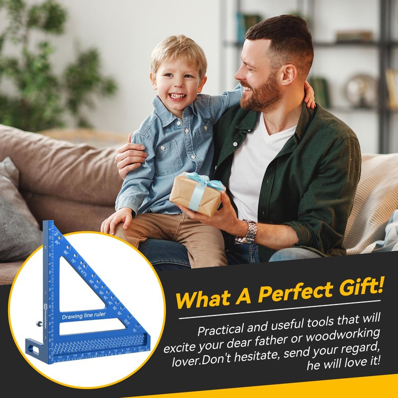 Housolution 8.5Inch 3D 6-in-1 Carpenter Square (1/16" Precision), 0-90° Aluminum