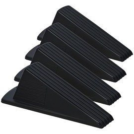 HANTNILL Door Stoppers for Buttom of Door,4Pcs Rubber Door Stopper Wedge for Hotel Floor Outdoor Carpet and Tile (Black)