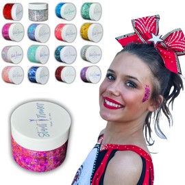 Stunt Trainer Cheer Glitter Face Body Makeup Peel Off Gel Chunky Holographic 15 Colors 1.6oz Vegan Cruelty Free Nontoxic Cheerleader Cheerleading Makeup