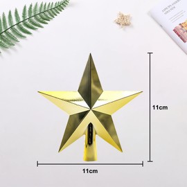 HAICN Glossy Christmas Tree Toppers Star Vintage Home Decor Holiday Star Treetop Ornaments for Indoor Outdoor Tree Creativity Gift Decoration (11cm) (Silver)