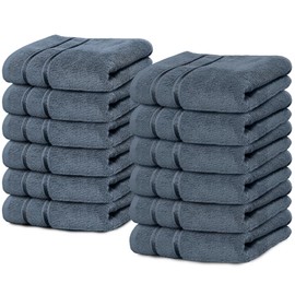 YRALY Luxury Wash Cloths 12 Pack |13x13 Inch | 600 GSM | 100% Ring Spun Cotton Washcloths for Body and Face – Soft and Absorbent Face Towels for Bathroom, Hotel, Spa, Gym - Grey