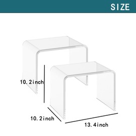 GETCK Acrylic 13.4 Inches Small Kids' Step Toilet Stool Set of 2,Clear Footstool for Bathroom, Multi-Use as Shower/Water-Resistant Stool,Seating and Placing Items (10.2" D x 13.4" W x 10.2" H（2PCS)