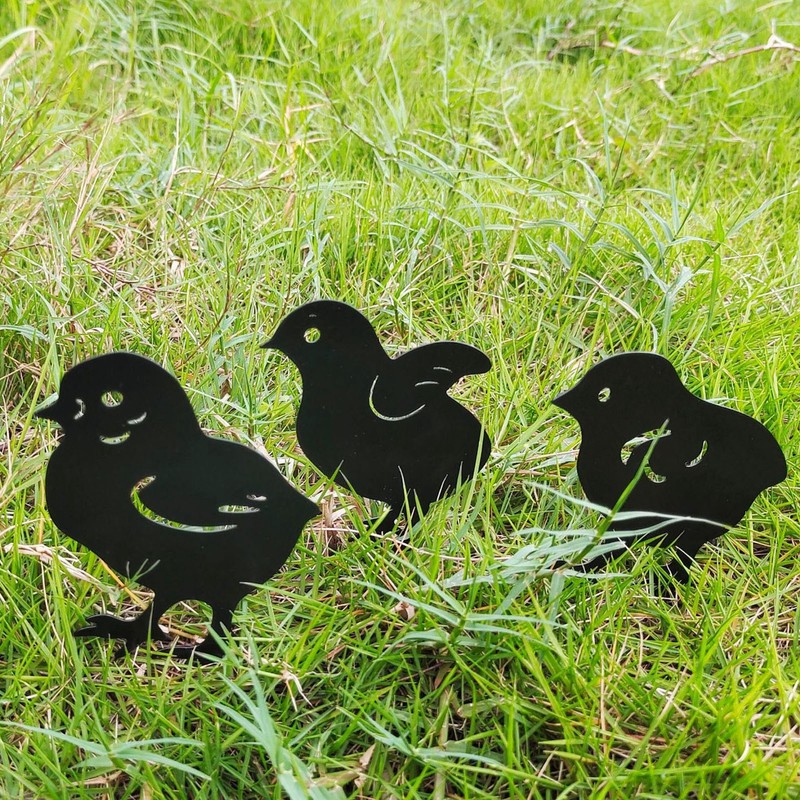 4Pcs Hen Chicken Silhouette Hollow Stake Design Cute Hen Chicken