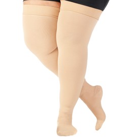 ABSOLUTE SUPPORT Plus Size Medical Compression Stockings for Women & Men 20-30mmHg - Unisex Wide Calf Thigh High Compression Stockings for Maternity, Thrombosis, Sclerotherapy - Beige, 5X-Large