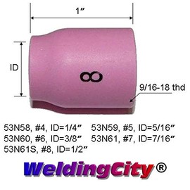 WeldingCity 10-pk Assorted Ceramic Cup (Alumina) 53N58-53N59-53N60-53N61-53N61S (#4-#8) for TIG Welding Torch 9, 20 and 25