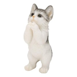 ウービア ミニ おねだりサバトラ白猫 4×2.5×6.8㎝ 人形 フィギュア 置き物 アニマル 動物 ガーデン 装飾 リアル かわいい ネコ H20485-16