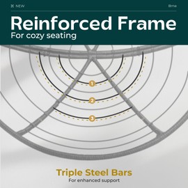 Bme 40" Ergonomic Wicker Papasan Chair with Soft Thick Density Fabric Cushion, High Capacity Steel Frame, 360 Degree Swivel for Living, Bedroom, Reading Room, Lounge