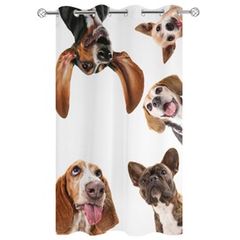 Tersuger Indoor Outdoor Curtains for Patio Dog, Collective of Puppy Doggy Peep Outside Curtains Waterproof Grommet Privacy Drapes Light Filter Curtain for Porch Pergola Gazebo 52" Wx108 L 1 Panel