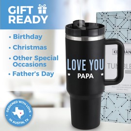 Papa Tumbler 40oz, Ideal Papa Gifts for Grandpa from Grandkids, Grandpa Gifts for Papa, Papa Gifts from Granddaughter, Father's Day Gifts for Grandfather, Birthday, Christmas, Grandpa Mug Gift Ready