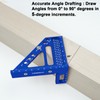 3D Multi-Angle Aluminum Alloy Woodworking Square Ruler, 22.5-90 Degree Protractor,