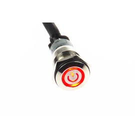 KNACRO 16mm Chassis Switch Metal Button Switch with 100CM 3.3FT Extension Cable Red Switch Symbol LED Suitable for DIY Computer Switch and Restart Button(Red Switch Symbol)