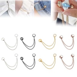 Pack of 8 Magnetic Clothes Clips with Chain, Multifunctional Magnetic Clothing Clips, Waistband, Tight, Adjustable Waistband for Wide Jeans, Fixing the Dress Hem