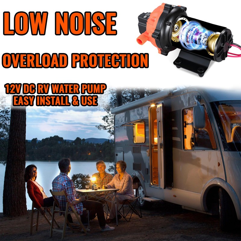 12V RV Fresh Water Pump 7.0GPM 75PSI Self Priming Quiet