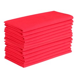 Cotton Clinic 12 Pack Cloth Dinner Napkins 17x17, 100% Cotton Fabric Soft and Comfortable Cocktail Napkins, Wedding Dinner Napkins with Mitered Corners and Generous Hem - Red