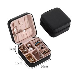 Mini jewelry storage box, portable travel jewelry case, elegant ring presentation box, compact accessory organizer.