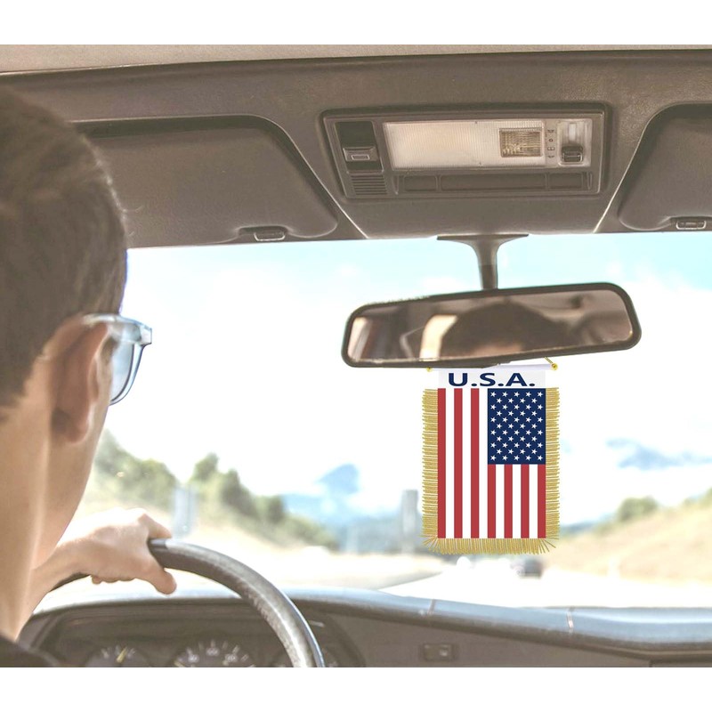 2PCS America Suction Cup Hanger Hang Flag,4×6 inch Small USA