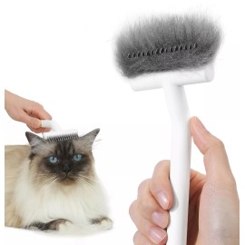 Aumuca Cat Brush for Long Haired Cats, Deshedding Tool and Dematting Comb Remove Loose
