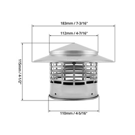 QWORK® 110 mm 304 Stainless Steel Rain Cover, Chimney Cover, Round Rain Hat, Chimney Cover