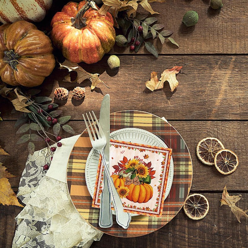 20Stück Servietten Herbst Deko,33 x 33cm Tischdeko Herbst Servietten Herbstmotiv