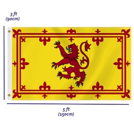 3×5 FT Scotland Rampant Lion Flag,Large Scottish Outdoor Banner,75D Scotsman Decor,Doube Side Printing For Patio Garden With Brass Gromment