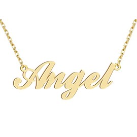 18k Gold Plated Angel Name Pendant Necklace Nameplate Necklaces Womens Stainless Steel Graduation Mother Jewelry
