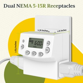 TG Heavy Duty Programmable Plug-in Digital Timer for Electrical Outlets, 7-Day Schedule, Random Mode, 120V 15A 1200W