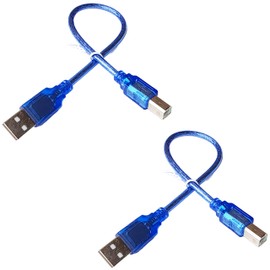USB 2.0 A to B Data Transfer Cable, 30 cm (1 ft), 2-Pack Short USB Cable for Arduino, 3D Printers, and USB-B Devices