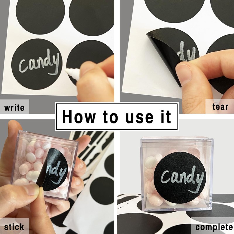 290 pcs Chalkboard Labels,Removable Blackboard Label Stickers,3 Assorted Shapes,with 2