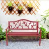 PHI VILLA Red Bird Garden Bench, 50” Metal Outdoor Bench