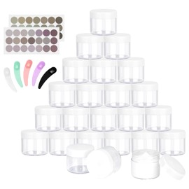 BELICOO 24 Pcs Sample Pots, 20ml Travel Cosmetic Jars with Lids for Women Eye Shadow Nails Powder, Lotion and Creams Storage (White)