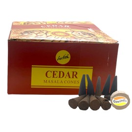 Sreevani Natural Masala Incense Cones and Holder Bundle, 120 Cones Total, Cedar