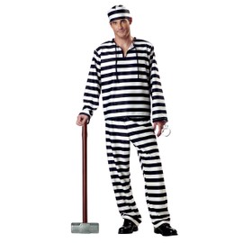California Costumes Men's Jailbird Costume, White/Black Stripe, Small