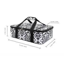 Insulated Casserole Carrier Fit 9"x13" Lasagna Baking Dish for Hot or Cold Food Transport,Thermal Lunch Warmer Tote Bag Upgrade add Fixing Strap for Gathering,Camping,Travel,Cookouts,Parties-Black