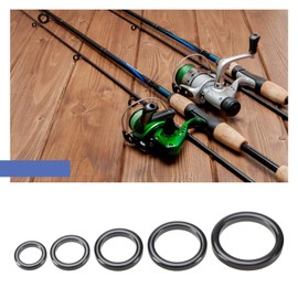 40PCS Fishing Rod Ceramic Guides Ring Set 10 Sizes 4.8mm-29.9mm Outer Diameter Replacement Fishing Rod Eye Fishing Rod Repair Accessories Black