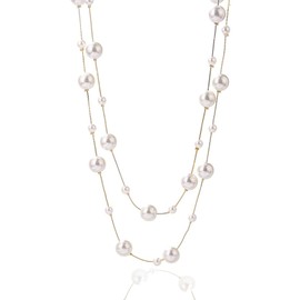 FineGood Women's Long Pearl Necklace, Fashionable, Popular, Accessory, Fashionable, Parties, Weddings, Invitations, Mother's Day, Graduation Ceremonies, Receptions, Women's, Goyukin, 无