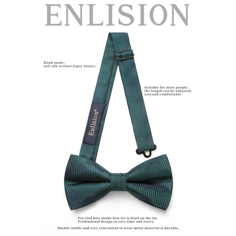 Enlision Bow Tie for Men Plain Bow Tie with Pocket