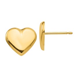 14K Solid Yellow Gold Heart Love Stud Earrings