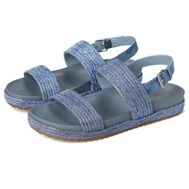 Kenneth Cole Reaction Women's Women's Debra Flat Sandal, Denim Crystal, 8.5