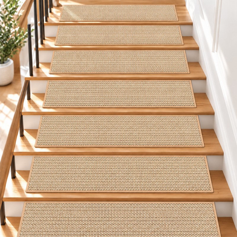Non-Slip Stair Treads for Indoor Steps – Washable Imitation Linen
