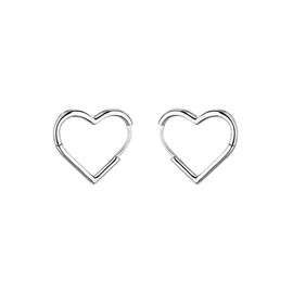 Heart-shaped Sterling Silver Earrings,925 Silver Hoops Earrings for Women and Girls,Cute Sleeper Earrings Keep the Ear Hole