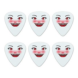 Happy Vampire Girl Smiling Face Novelty Guitar Picks Medium Gauge - Set of 6