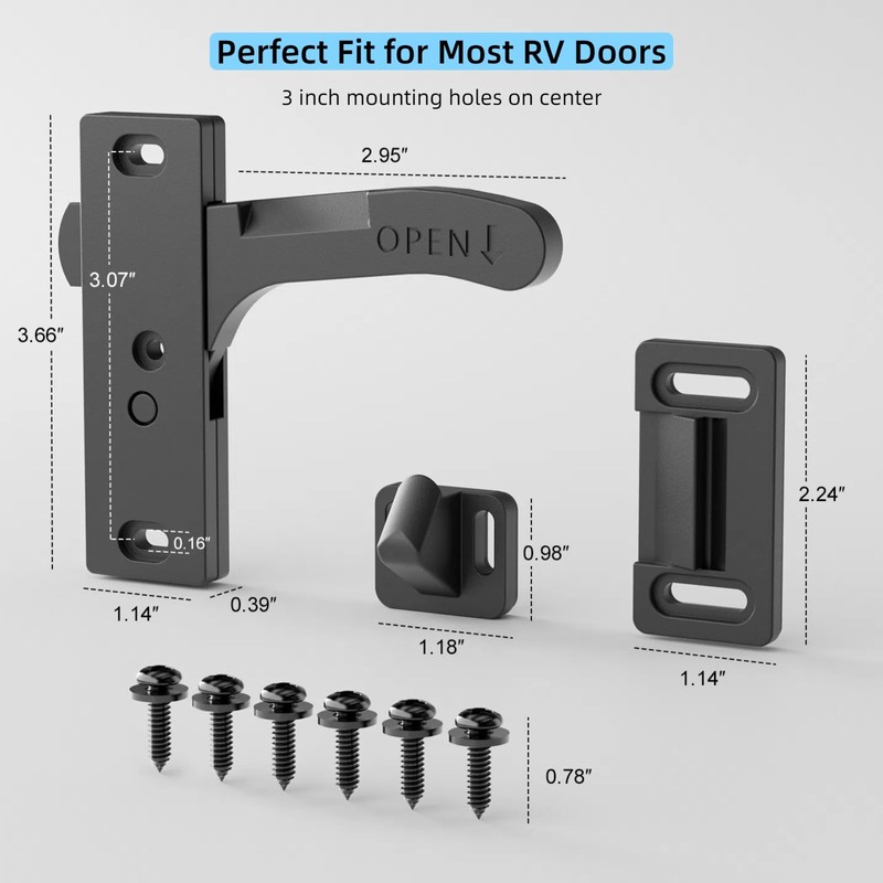 WanDwel Aluminum RV Screen Door Latch Handle Replacement Kit (Right