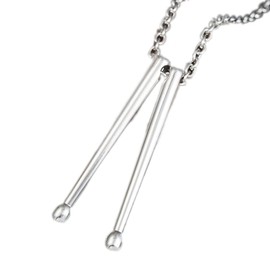 Silver Drum Sticks Necklace Drummer Steel Chain Silver Musician Rock Band Music Lover Snare Rocker Jazz Long Hair Music Metal Shred Passion Love Thrash Goth Punk Style Emo (SlvrDRM)