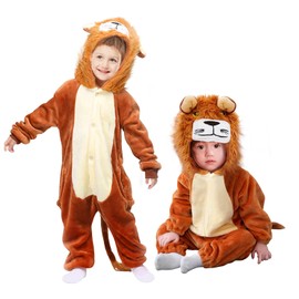 ATOWORLD Lion Costume Children 92 98 104 Lion Costume Child Baby Boys Girls Fancy Dress Costume Lion Child Boy 3-4 Years Lion Costume Children's Costume Lion Jumpsuit Clothing for Toddler Carnival