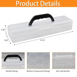 Flythww Plastic Storage Container with Lid, Clear Craft Tool Art Supply Sewing Organizer Box with Handle, Small Storage Bin for Paint Brush, Pencils, Crayon, Toys, Ribbons (S 13.19 x 3.62 x 2.3 in)