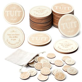 24 Pcs Wood Round Tuit 1.5 Inch Polished Wooden Tokens with Bag When You Get a Round to It for Colleague Family
