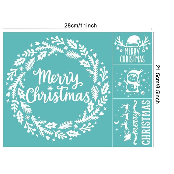 Alinacutle Merry Christmas Wreath Snowman Reusable Silk Screen Stencils Self-Adhesive
