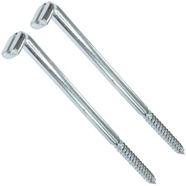 AERZETIX - C48193 - Set of 2 - Screw Hooks Type L for Wood Ø7x150mm - Steel - Wood Screw with Thread - with Slot for Screwing in - with Wood Thread