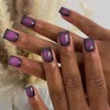 SXVME Uñas postizas cuadradas cortas, con degradado morado y negro,