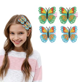 Butterfly Hair Clips for Girls Spring Hair Accessories Glitter Butterfly Clips Hairpin Butterfly Party Small Hair Clips Hair Jewelry Cute Blue Green Hair Barrettes for Styling 4Pcs